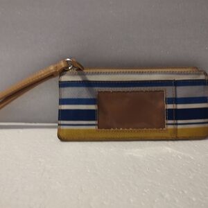 Giani Bernini Blue and Yellow Striped Wristlet